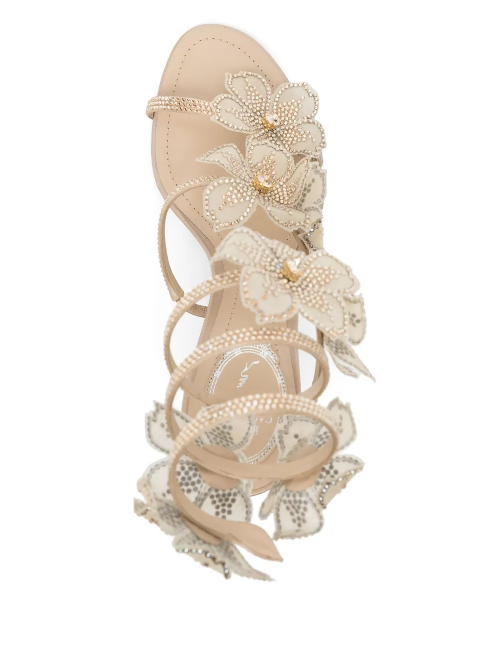 René Caovilla 80mm Peach Flower sandals Neutrals