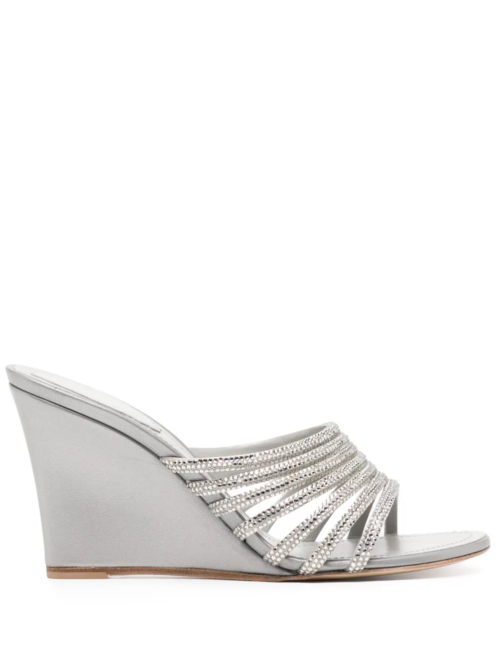 René Caovilla 90mm full-trim wedge sandals Grey