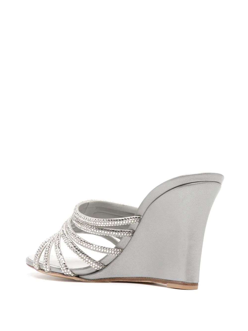 René Caovilla 90mm full-trim wedge sandals Grey