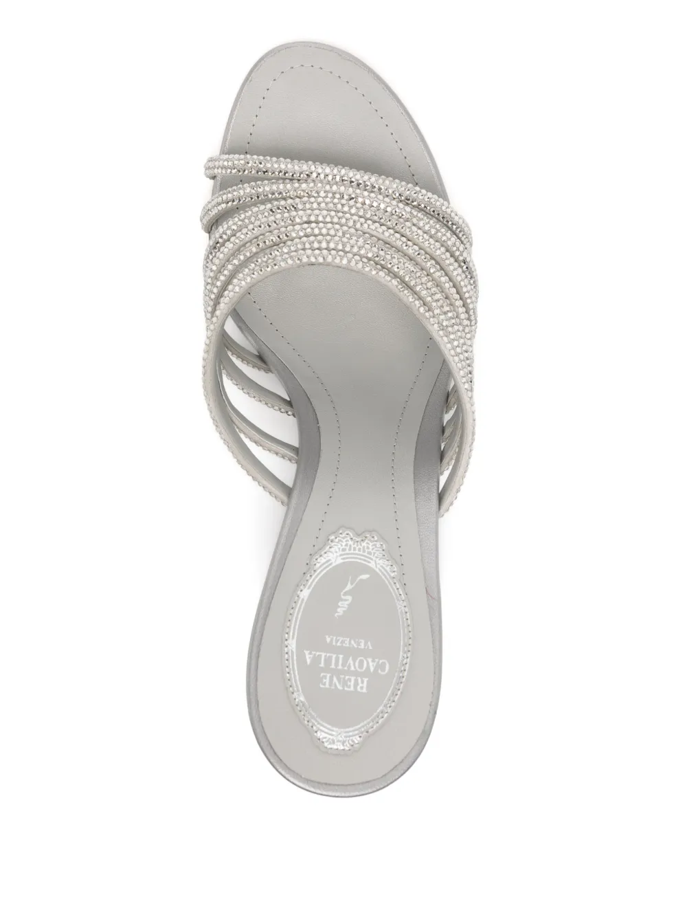 René Caovilla 90mm full-trim wedge sandals Grey