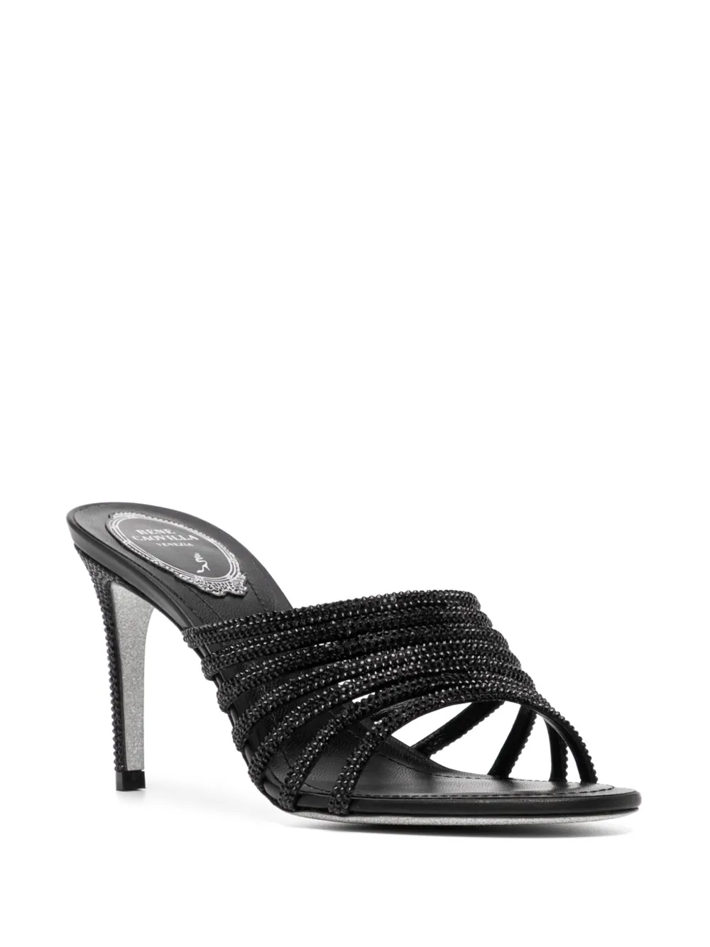 René Caovilla 80 mm sandalen met afwerking - Zwart