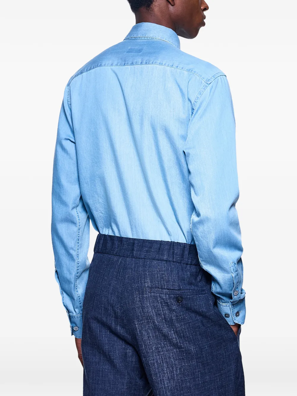 Giorgio Armani Katoenen overhemd Blauw