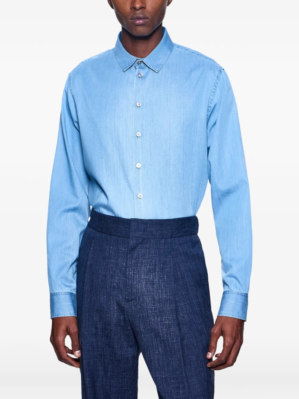 Giorgio Armani Katoenen overhemd Blauw