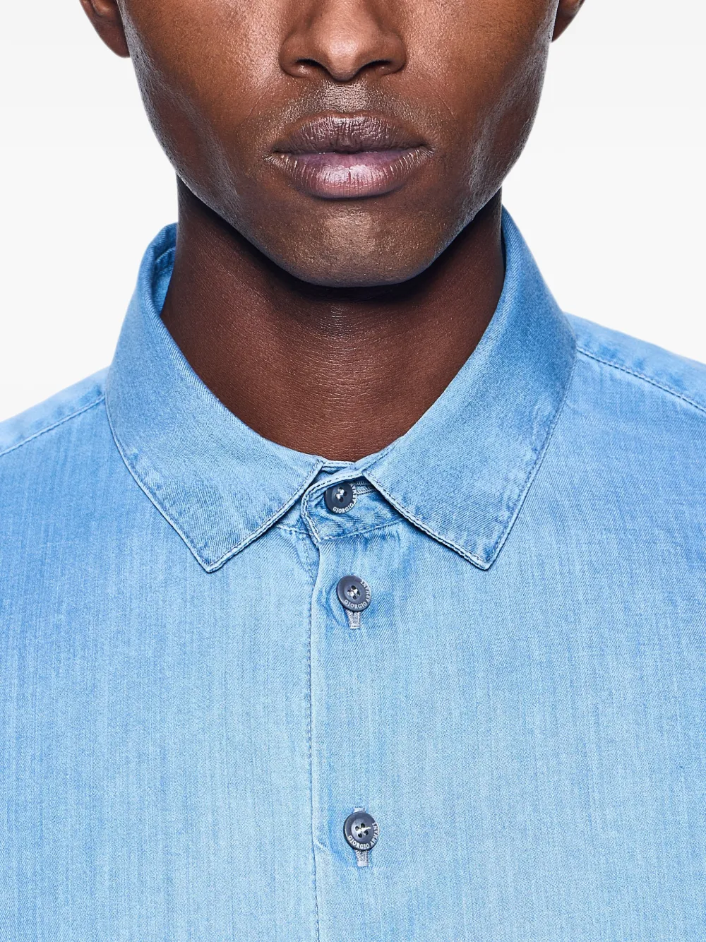Giorgio Armani Katoenen overhemd Blauw