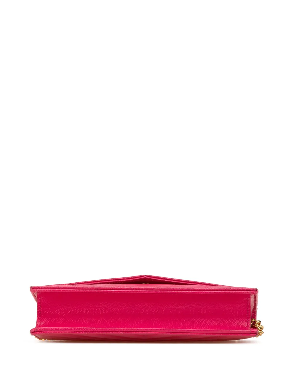 Pre-owned Saint Laurent 2018 Grain De Poudre Cassandre Envelope Wallet On Chain Crossbody Bag In Pink
