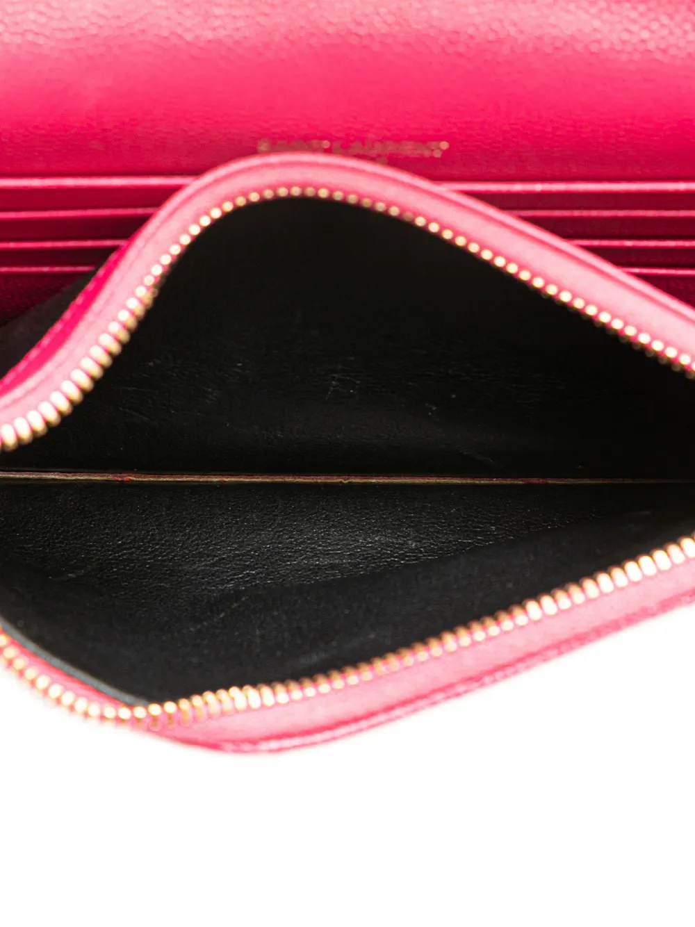 Pre-owned Saint Laurent 2018 Grain De Poudre Cassandre Envelope Wallet On Chain Crossbody Bag In Pink
