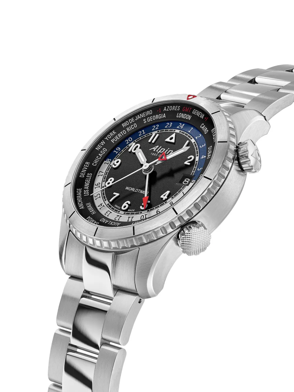 Alpina Startimer Pilot Worldtimer 41 mm - Zwart