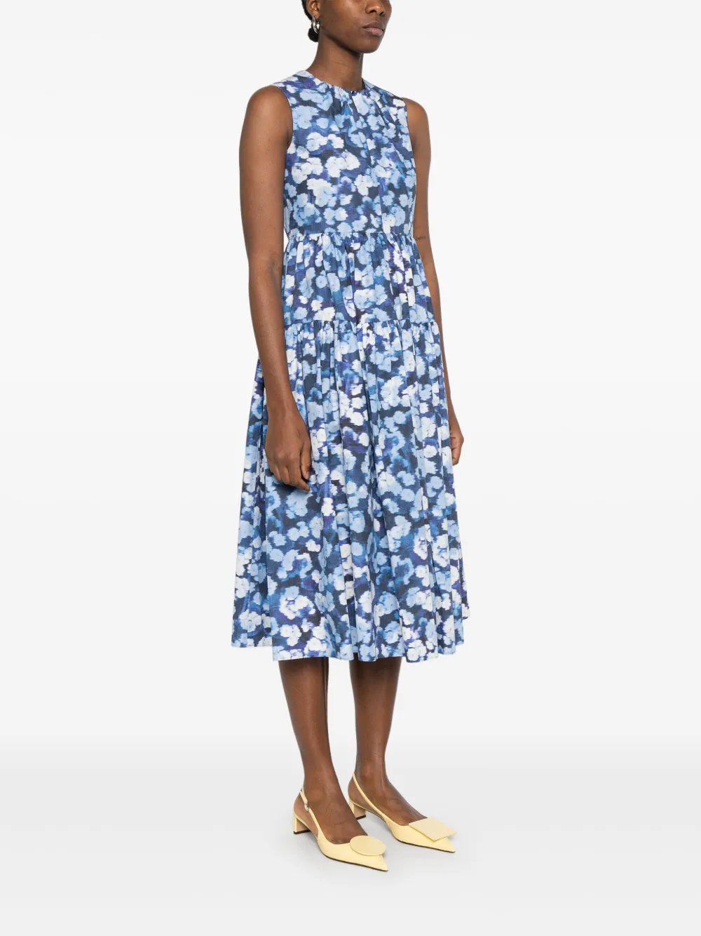 ERDEM Midi-jurk met bloemenprint Blauw
