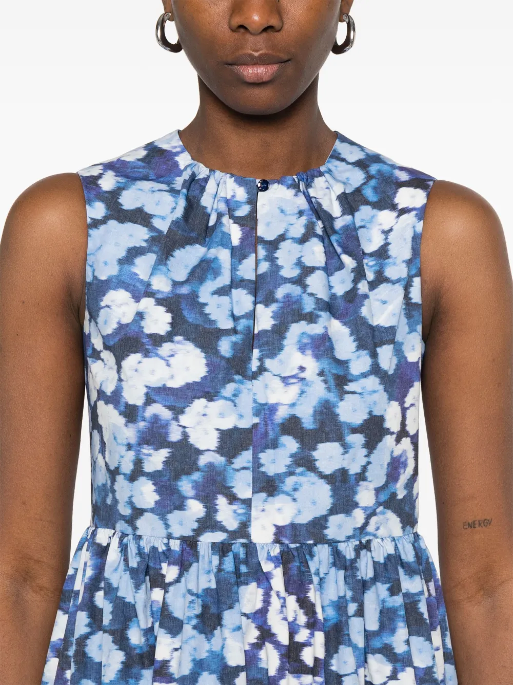 ERDEM Midi-jurk met bloemenprint Blauw