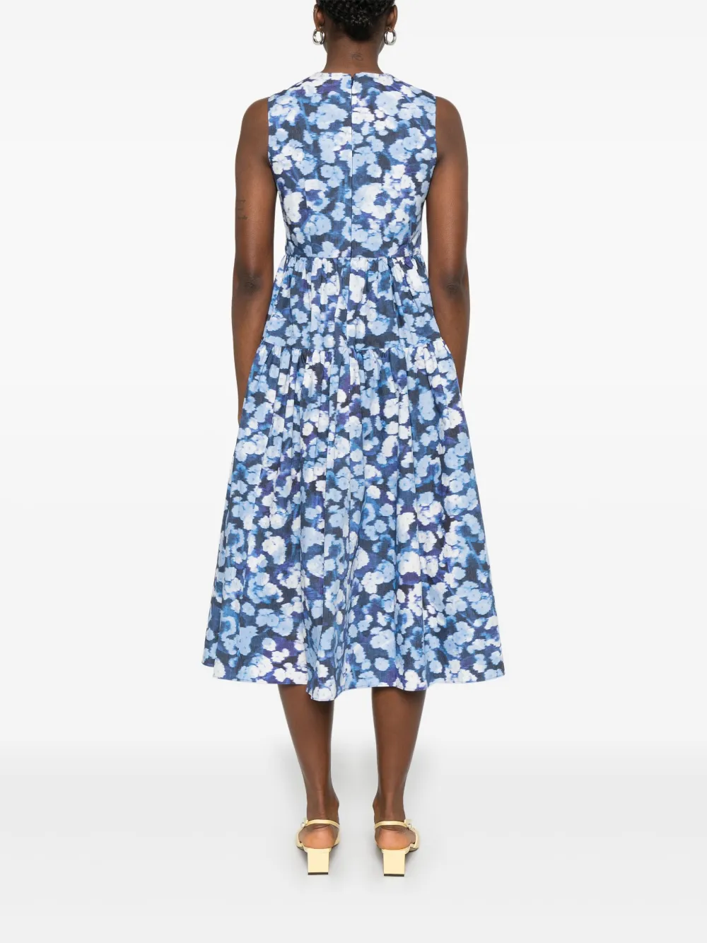 ERDEM Midi-jurk met bloemenprint Blauw