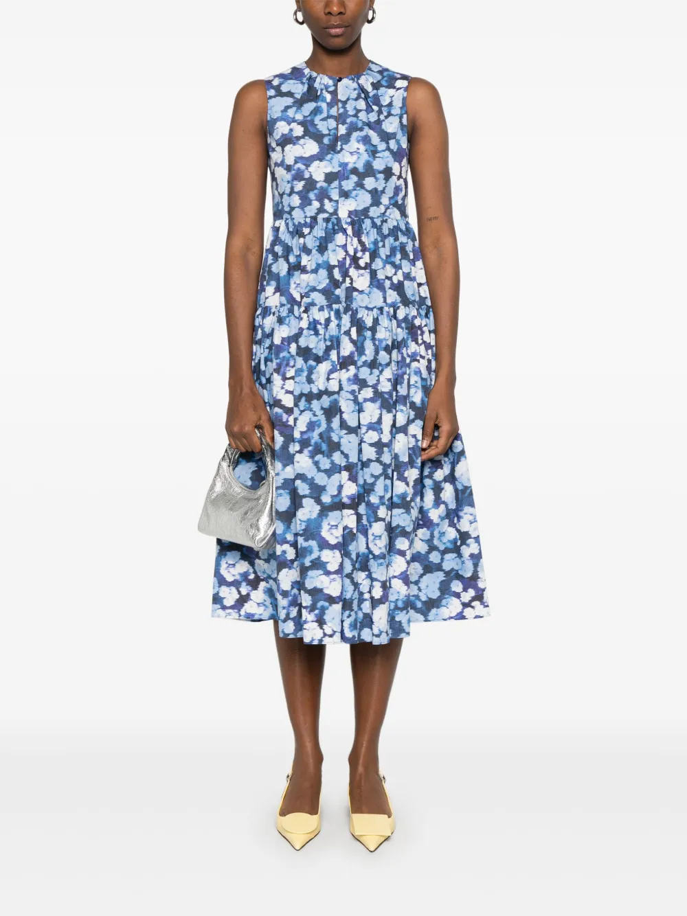 ERDEM Midi-jurk met bloemenprint - Blauw