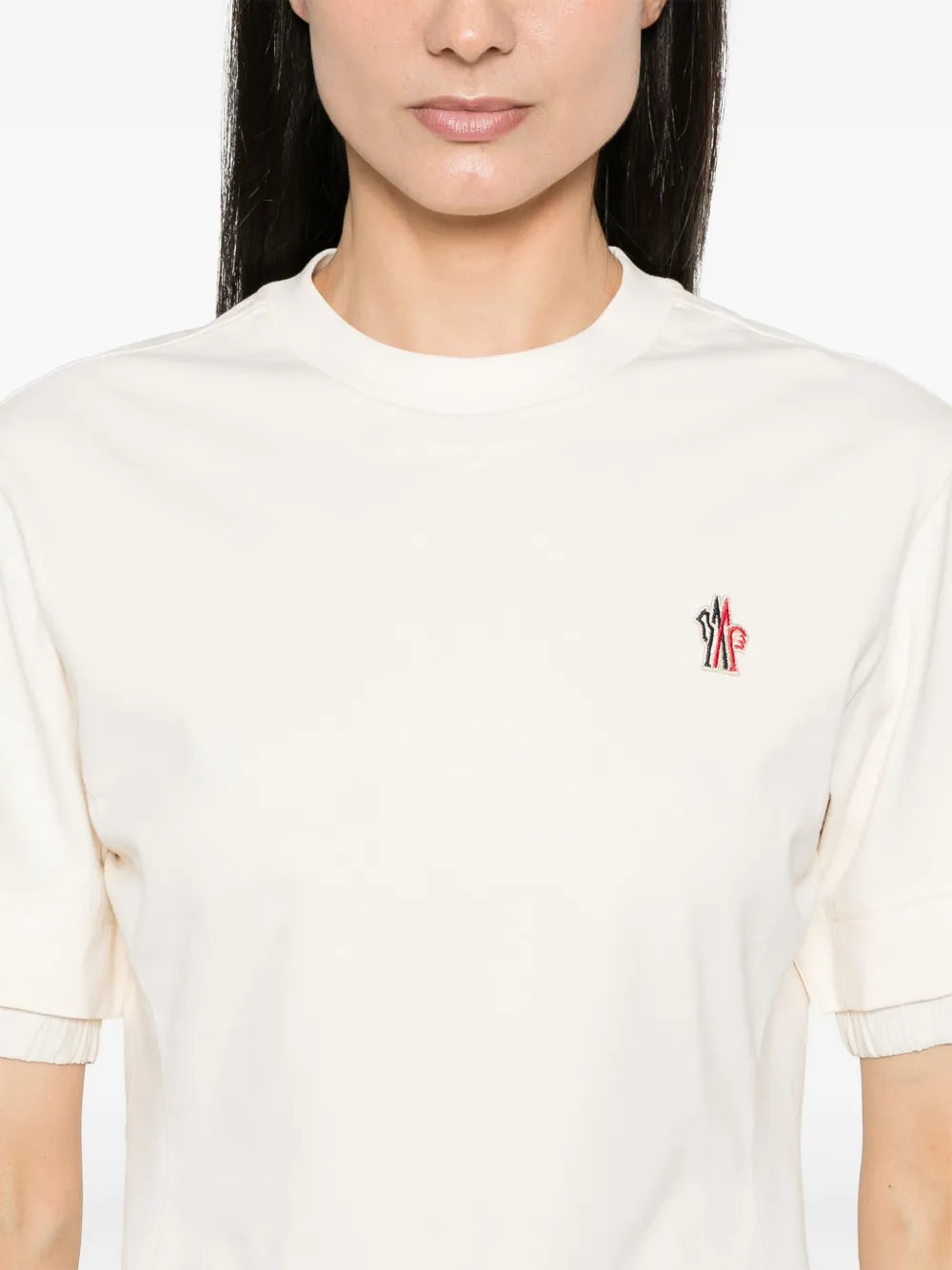 Shop Moncler Logo-patch Cotton T-shirt In White