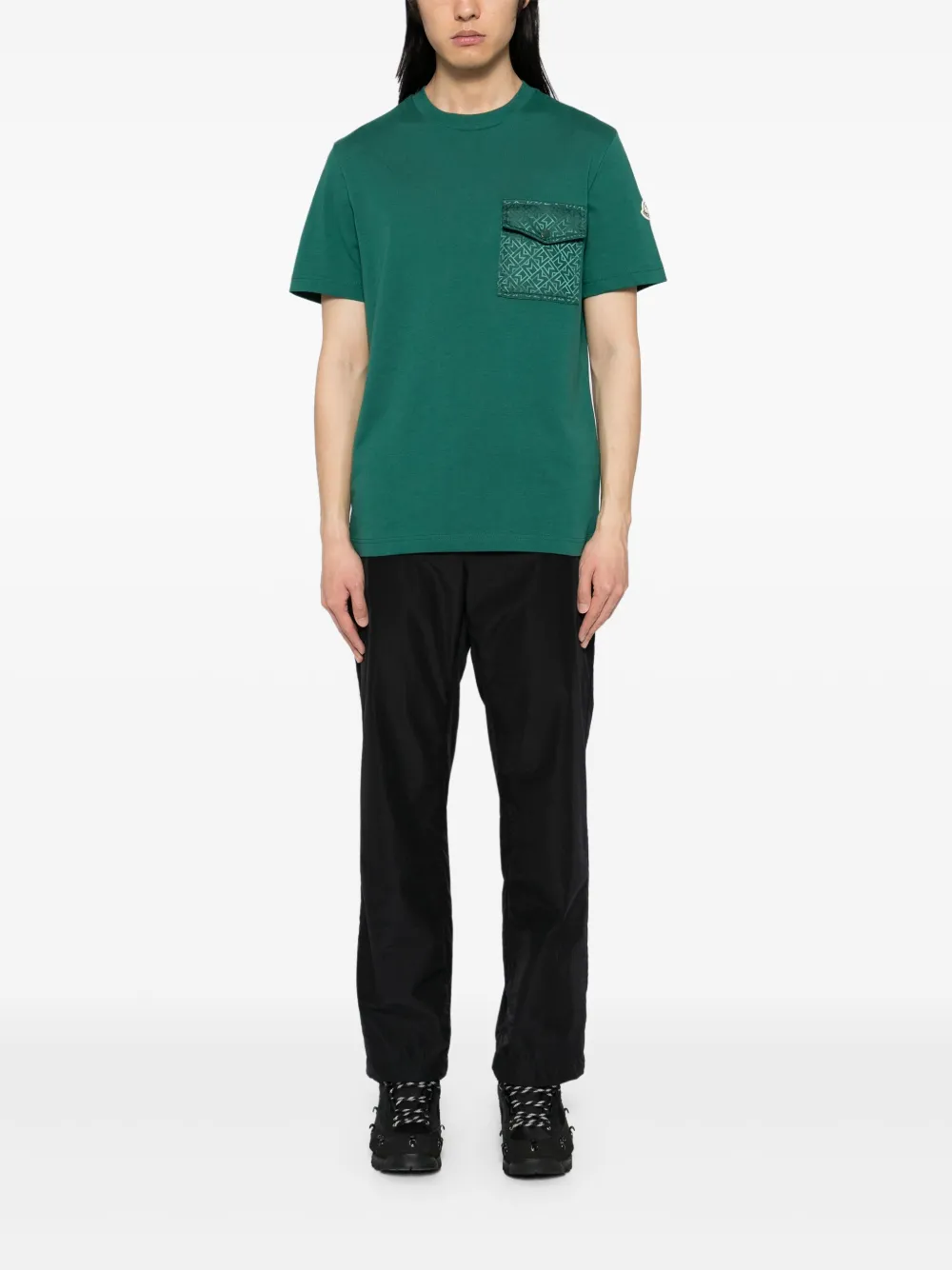 Moncler T-shirt met ronde hals - Groen