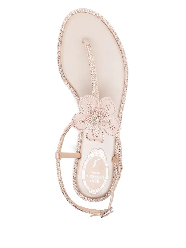 René Caovilla Peach Flower Sandals | Neutrals | FARFETCH AU