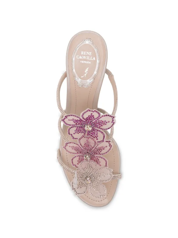 René Caovilla Peach Flower Sandals | Pink | FARFETCH