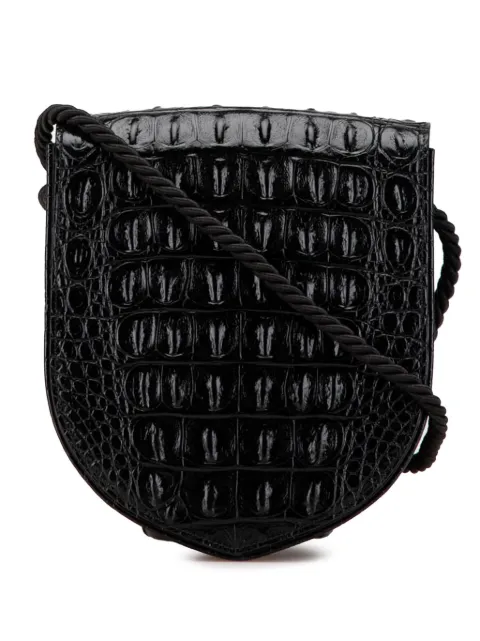 Céline Pre-Owned 2000-2024 Croc Embossed Leather Ecusson Flap crossbody bag
