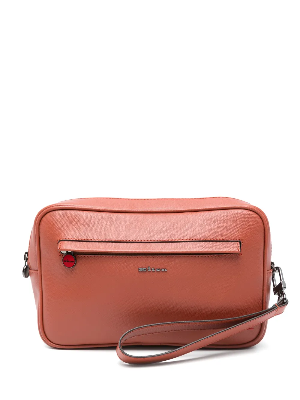 Kiton Leather Clutch Bag In Brown