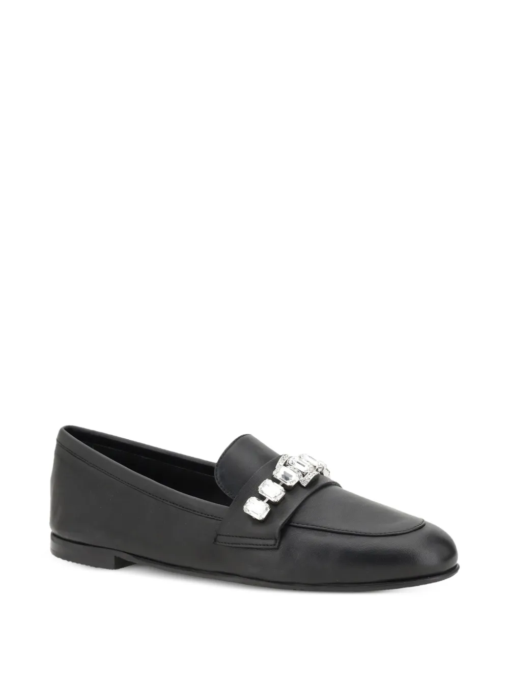 Casadei rhinestone leather loafers - Zwart