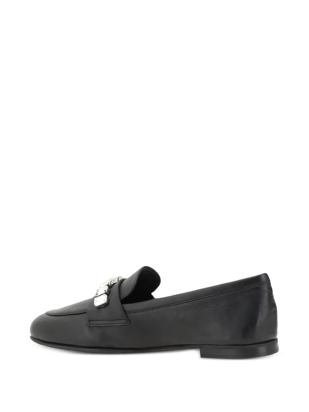 Casadei Leren loafers met stras Zwart