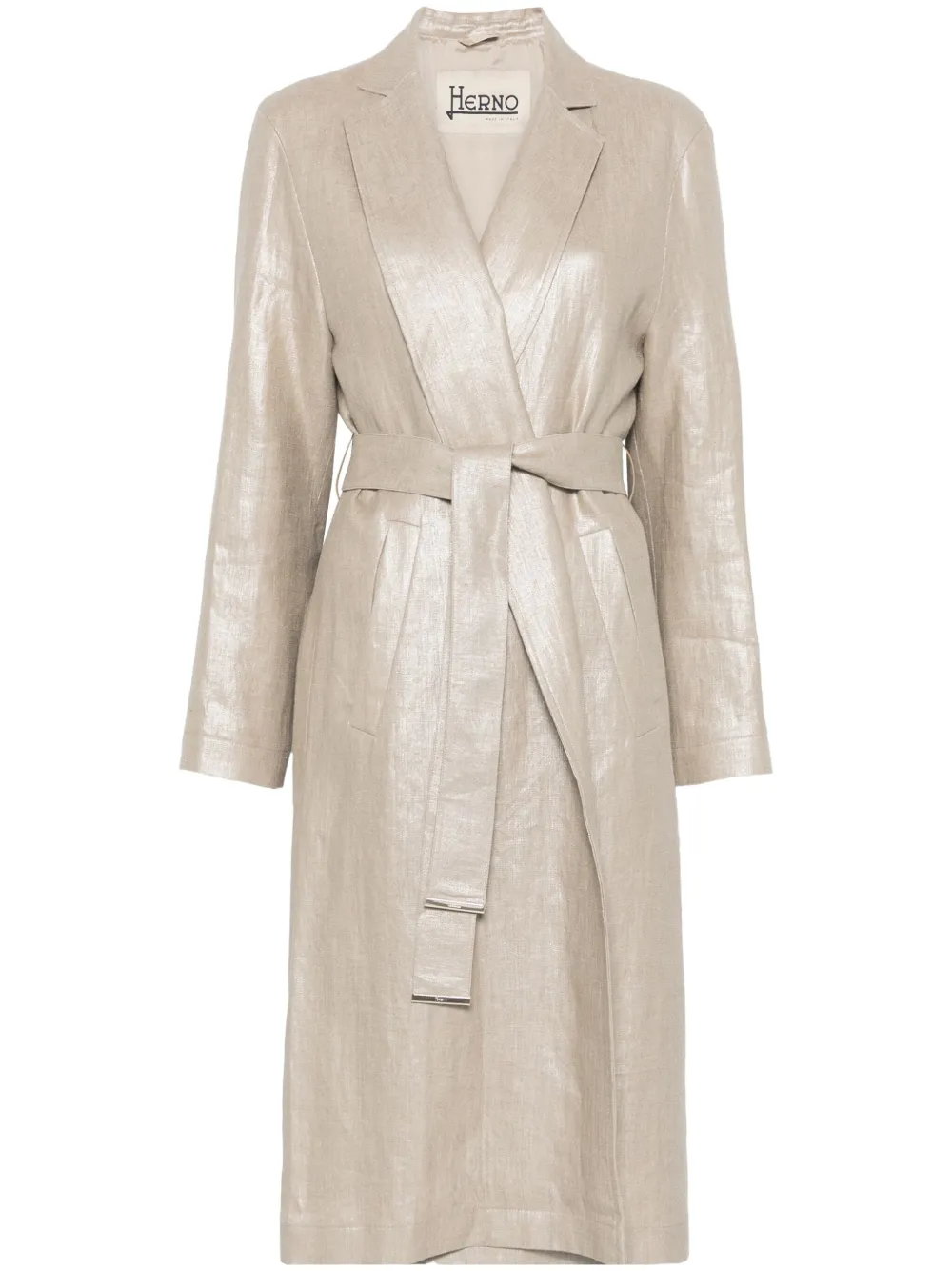 Herno lamé-effect trench coat | Gold | Image 1