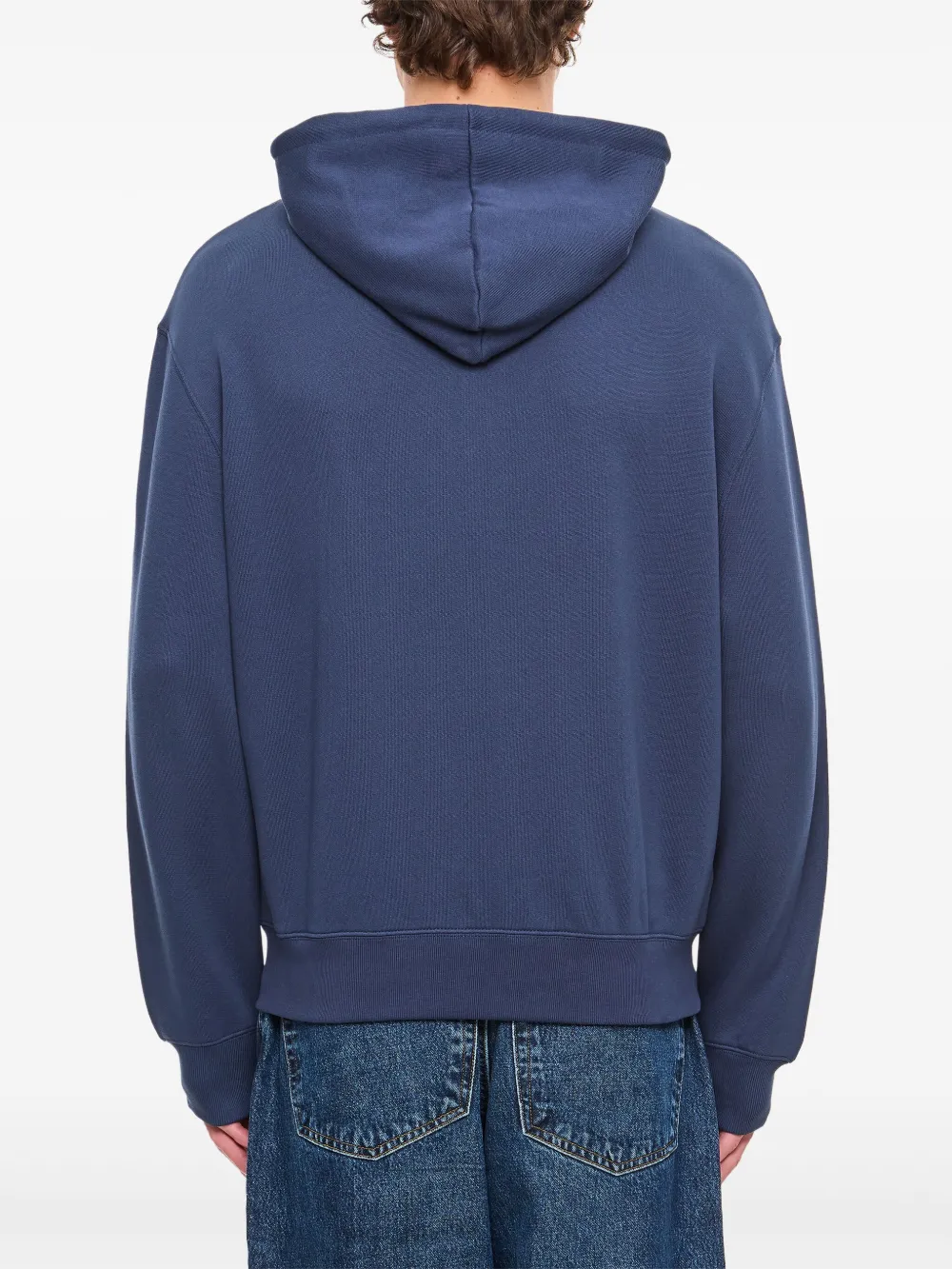 Shop Maison Kitsuné Logo Zip-up Hoodie In Blue
