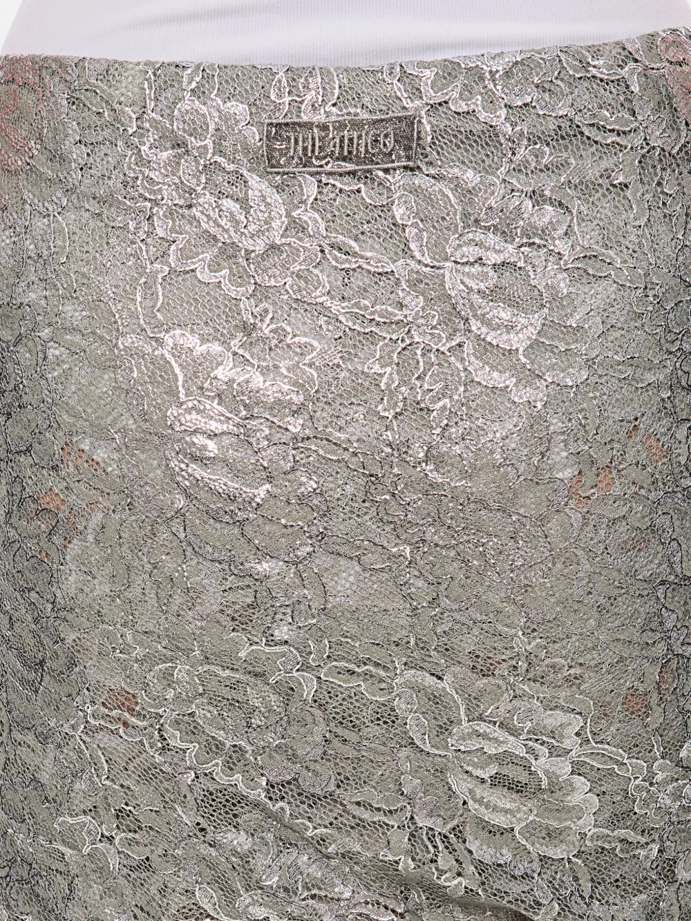 The Attico Doorzichtige metallic rok met kanten laag Zilver