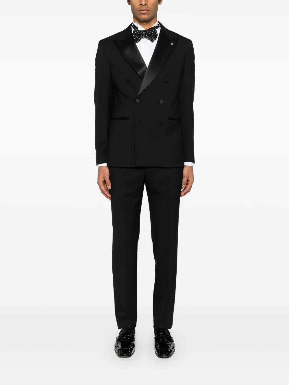 Manuel Ritz satin-trim suit - Zwart