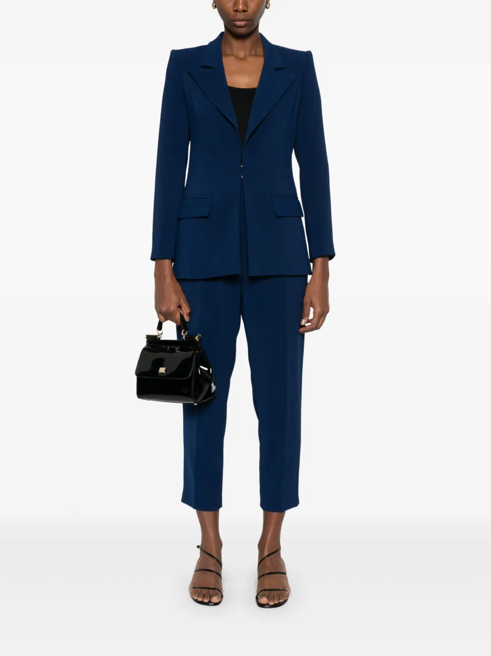 Elisabetta Franchi logo-detailed crepe suit - Blauw