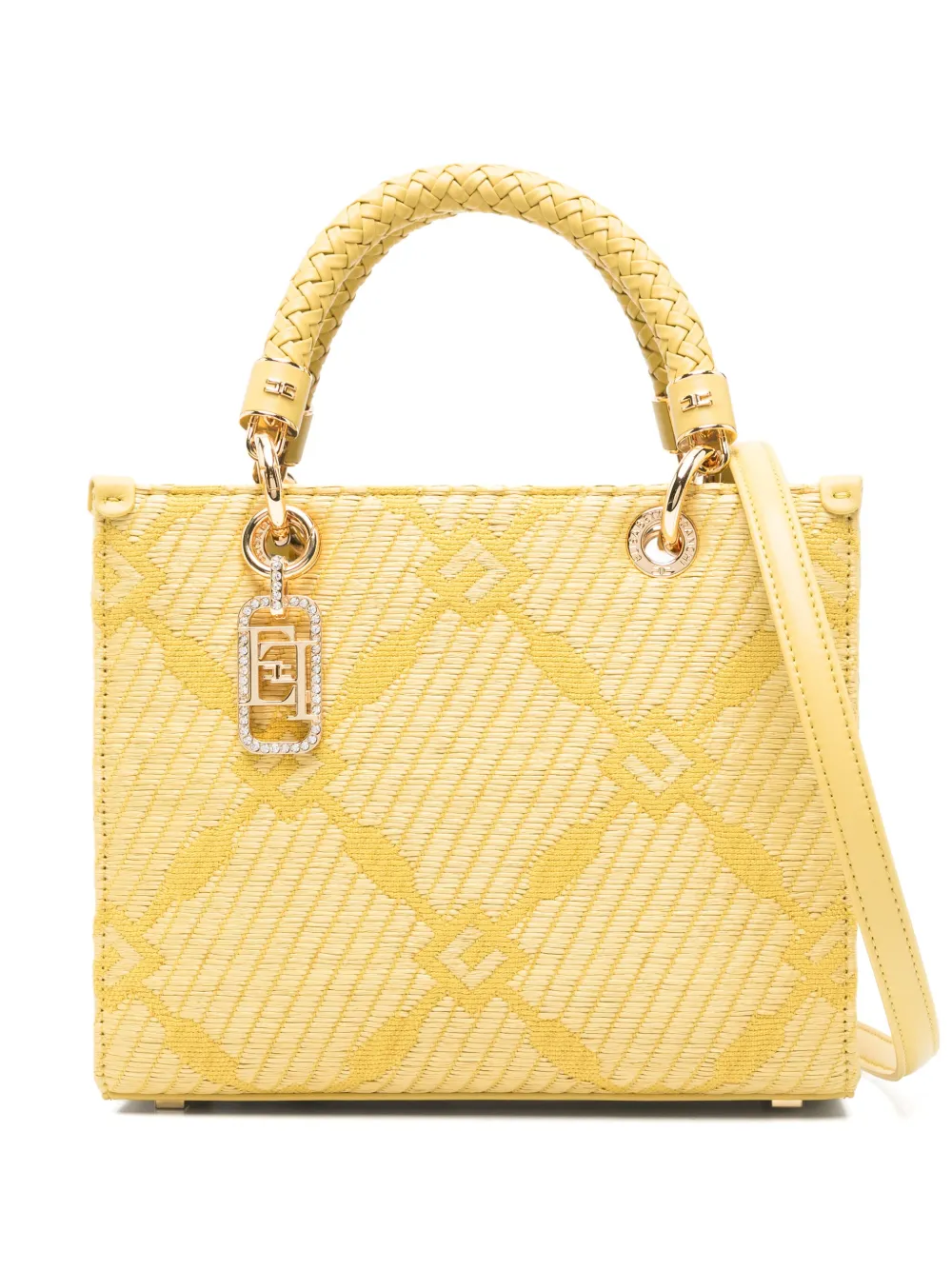 Elisabetta Franchi patterned-jacquard tote bag | Yellow | Image 1