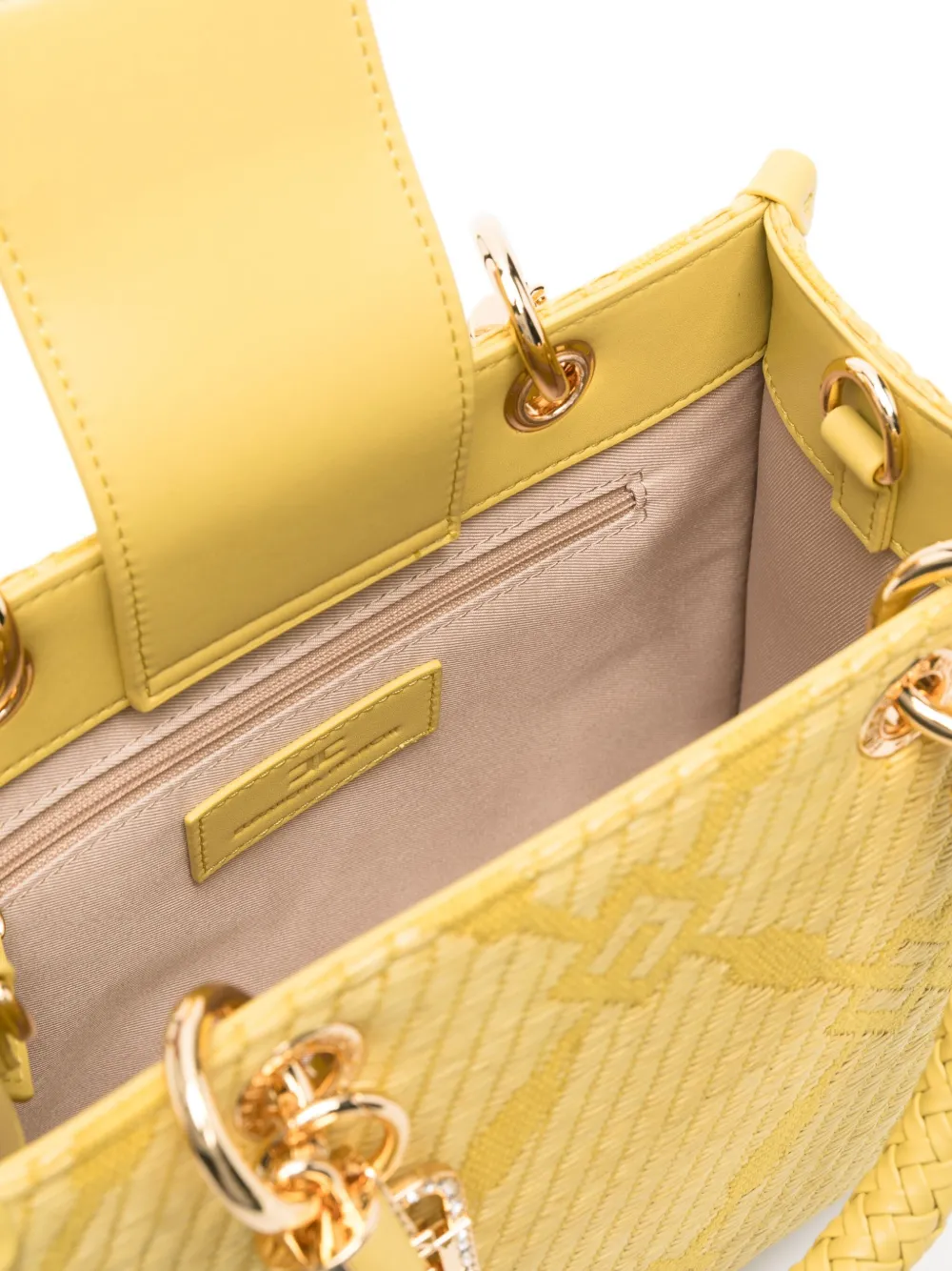 Elisabetta Franchi Shopper met jacquard Geel