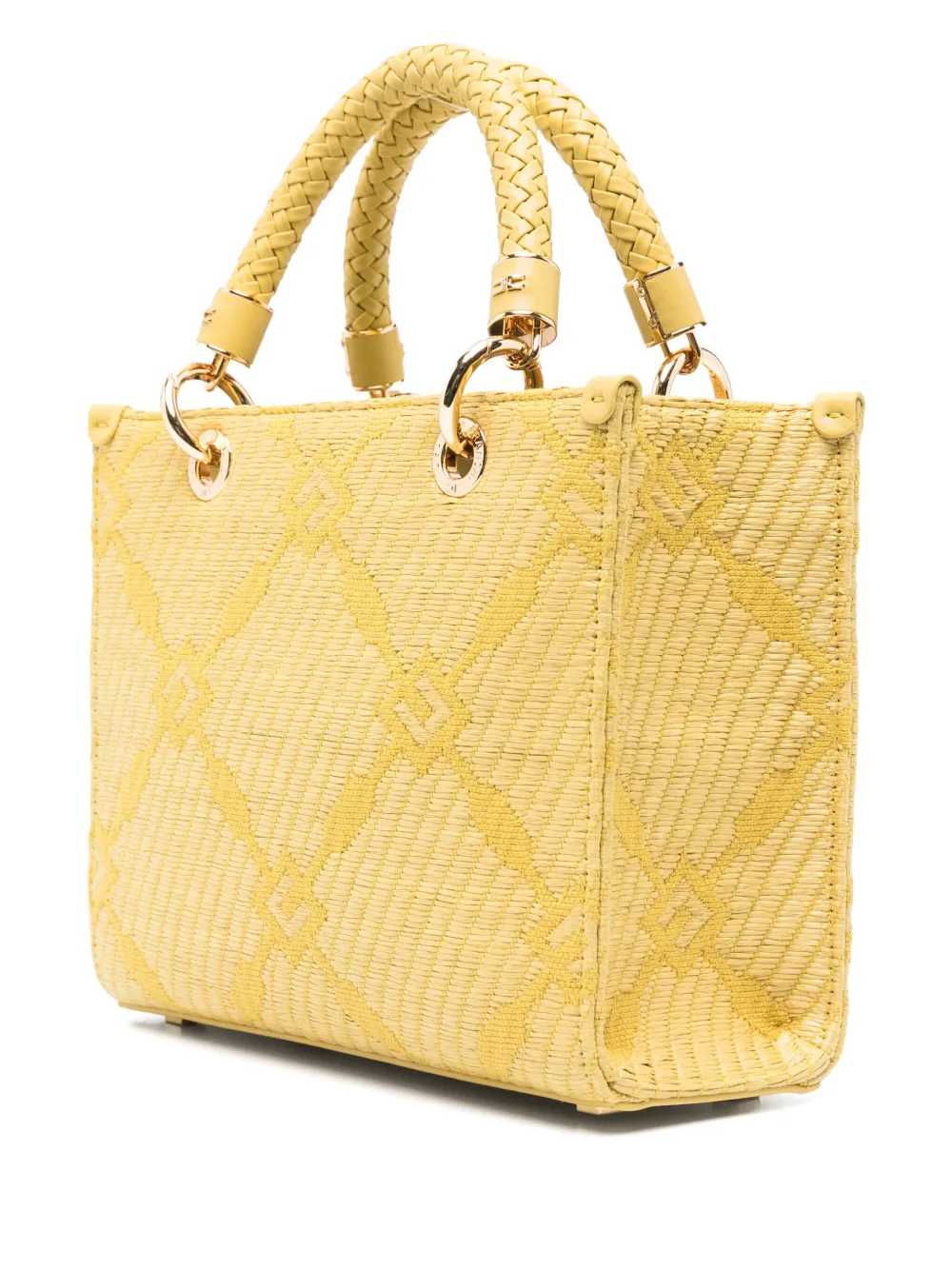 Elisabetta Franchi Shopper met jacquard Geel