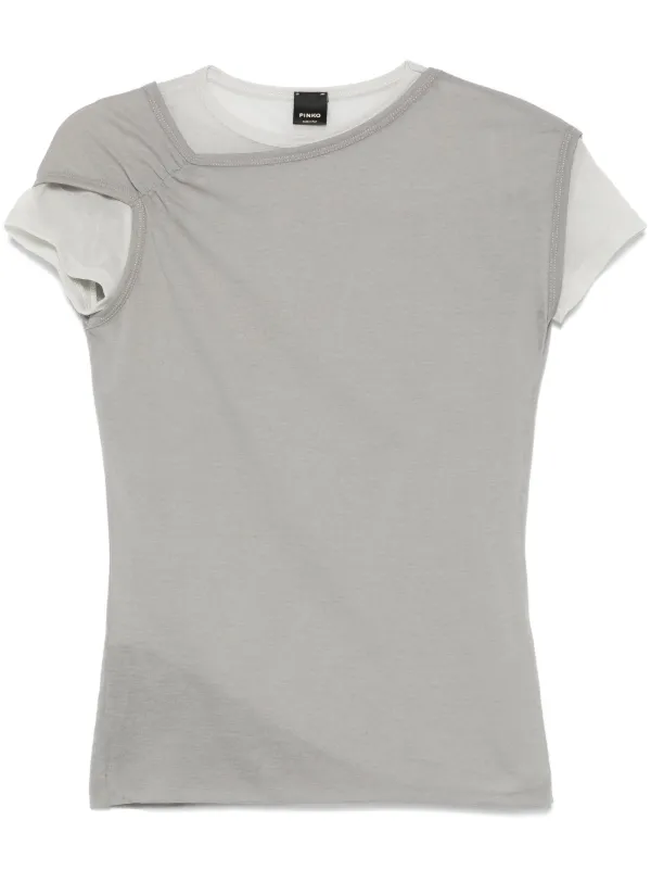 Tシャツ・カットソー PINKO Woman T-Shirt Grey 1 104606A2D0 I63 PINKO レイヤード Tシャツ | グレー | FARFETCH JP