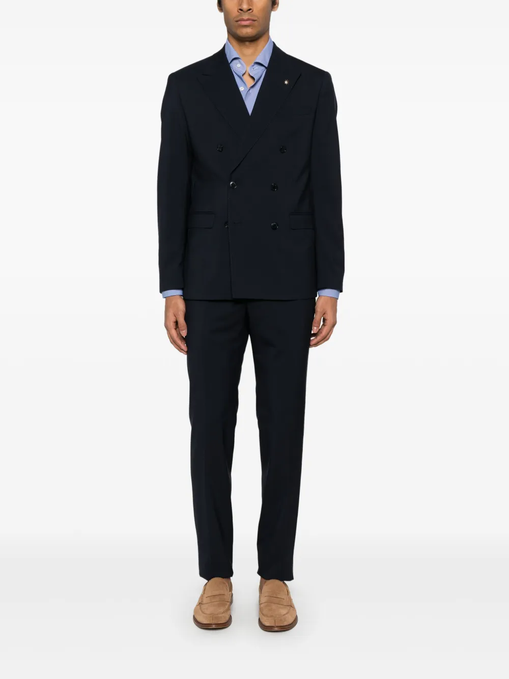 Manuel Ritz peak-lapel suit - Blauw