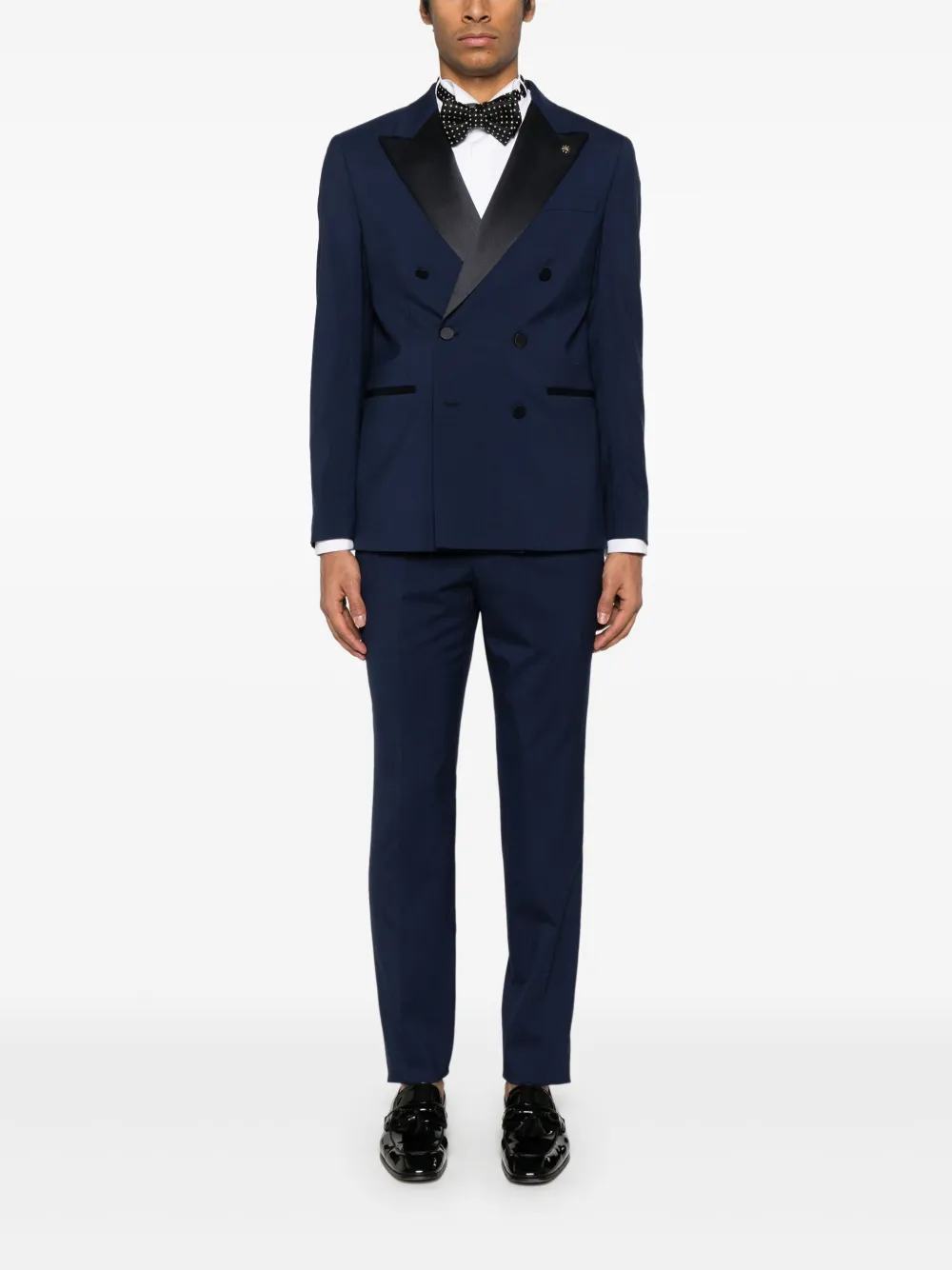 Manuel Ritz satin-trim suit - Blauw