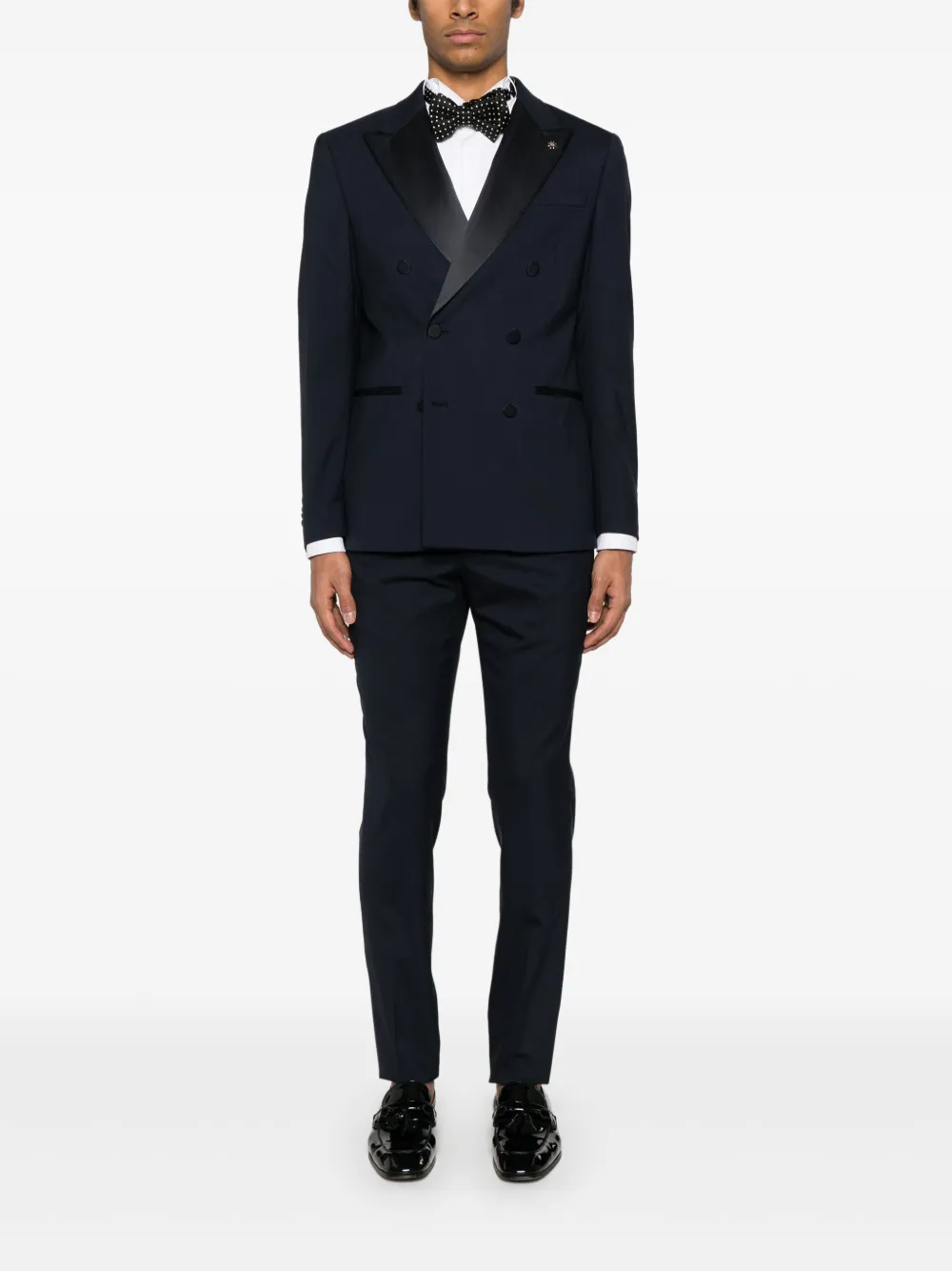 Manuel Ritz satin-trim suit - Blauw