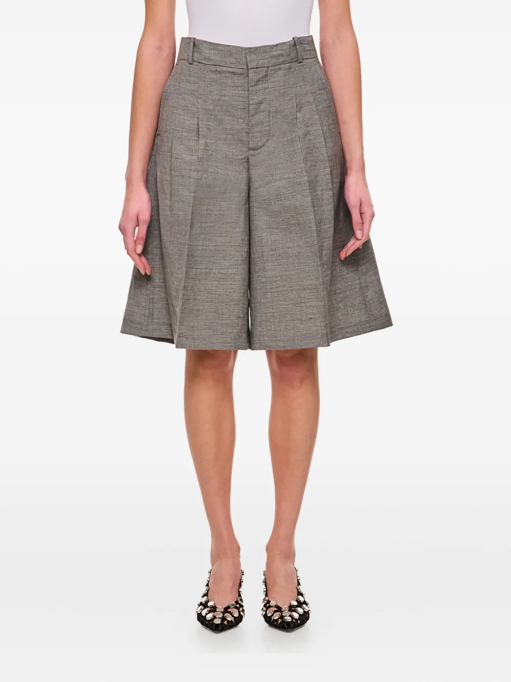 pleated high-waist shorts