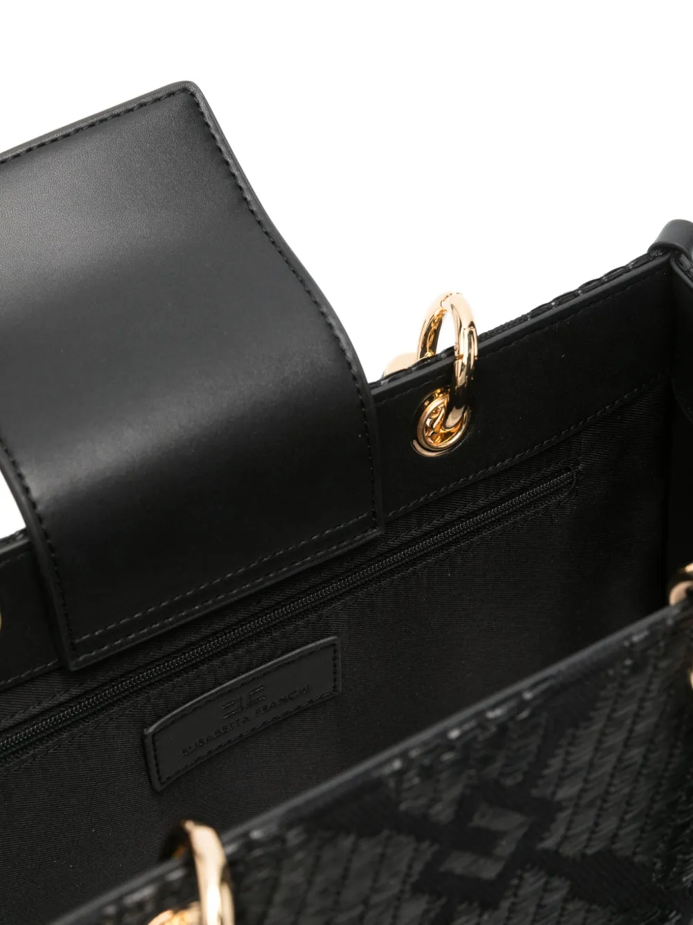 Shop Elisabetta Franchi Patterned-jacquard Tote Bag In Black