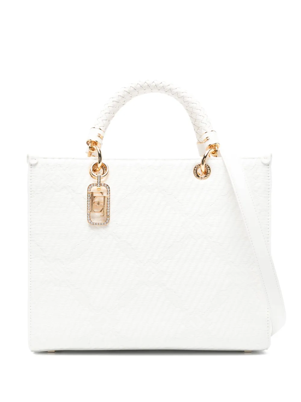 patterned-jacquard tote bag