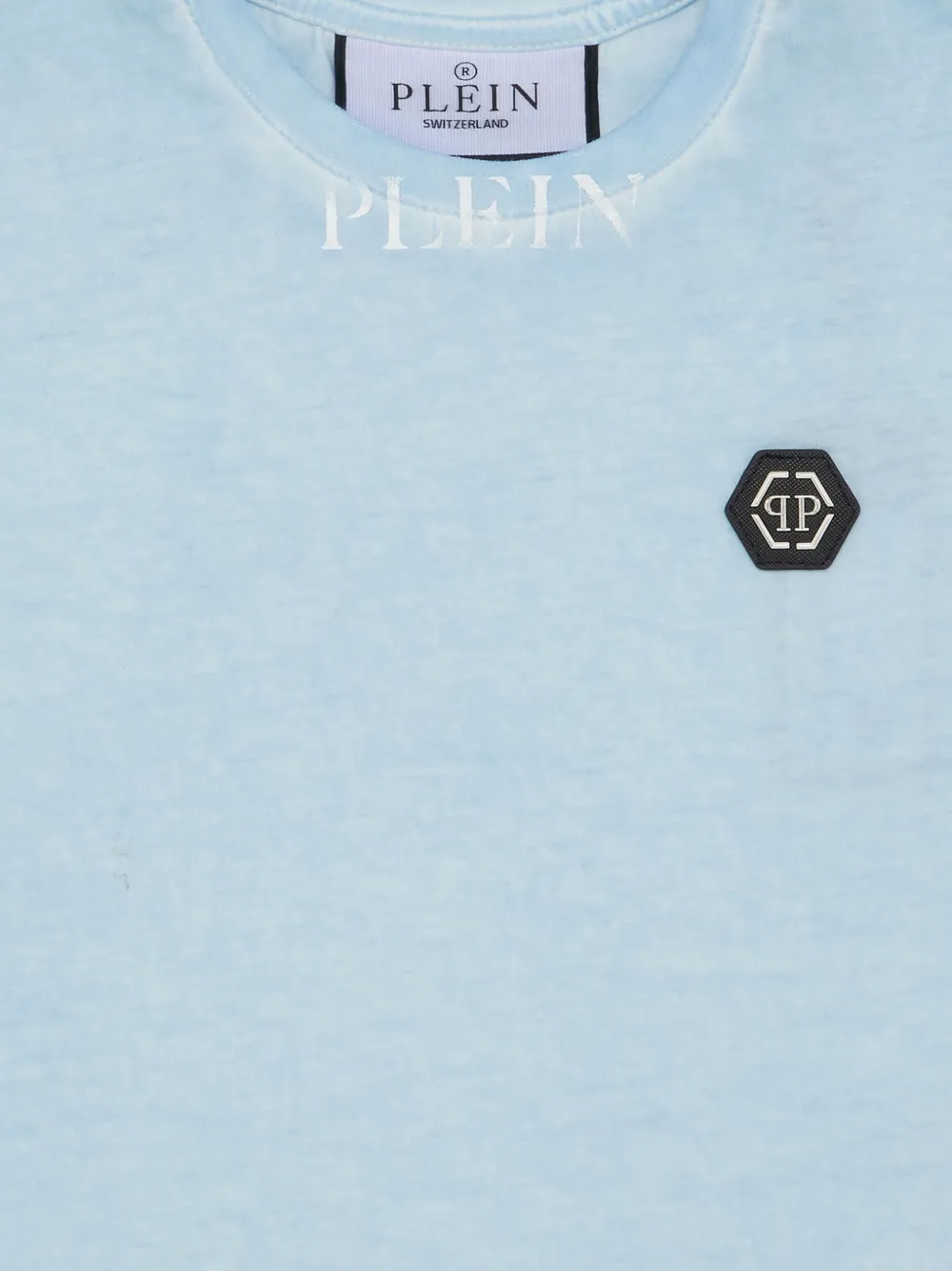 Philipp Plein Basic Plein Old geverfd T-shirt Blauw