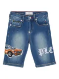Philipp Plein Formentera Cars Racing denim shorts - Blue