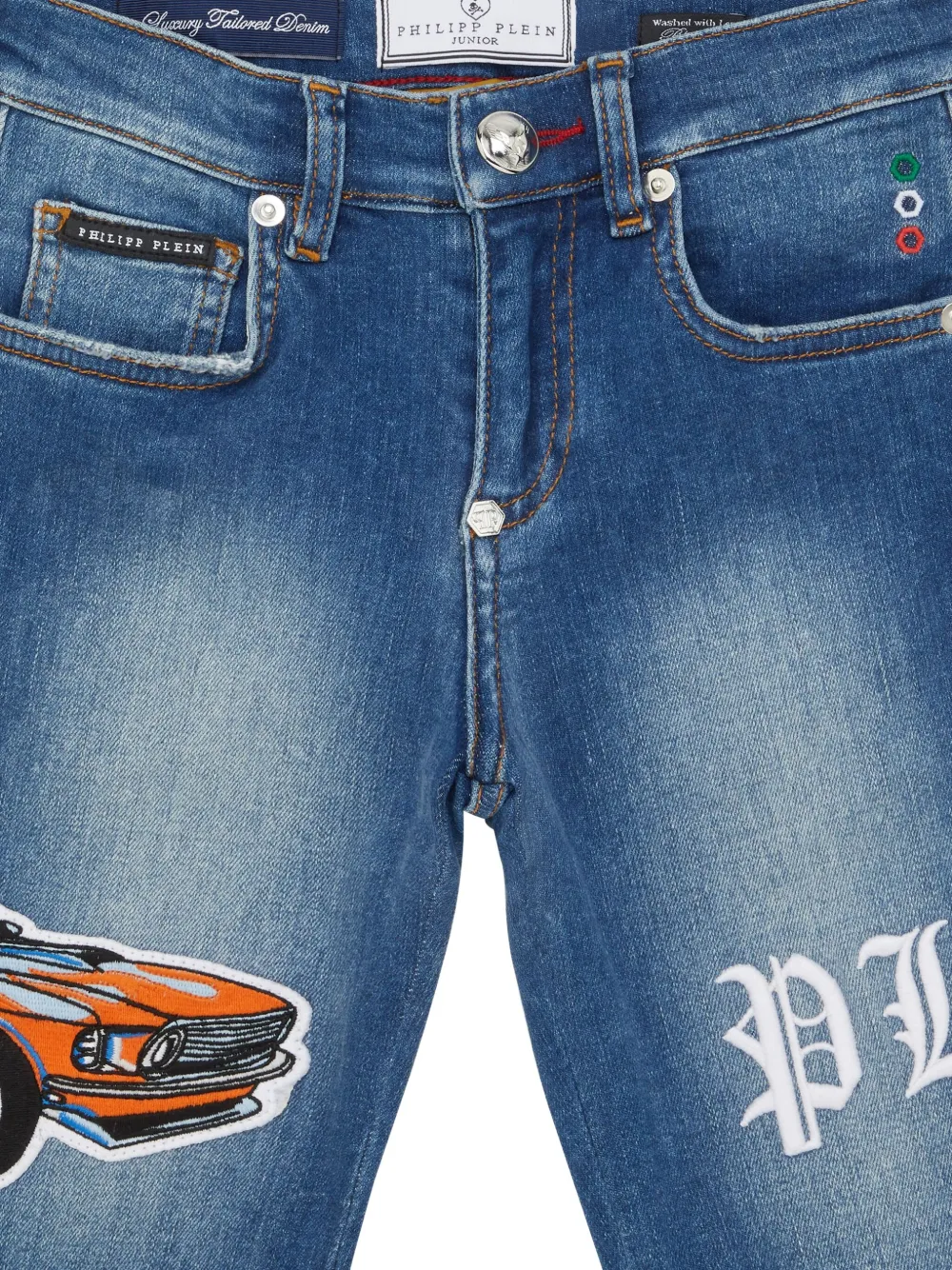 Philipp Plein Formentera Cars Racing spijkershorts Blauw