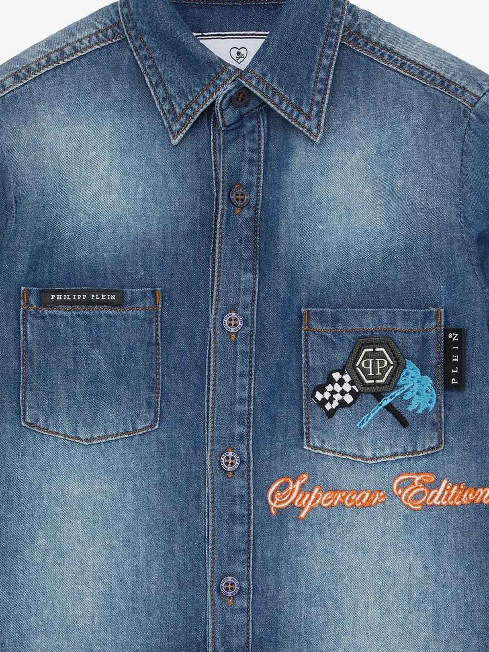 Philipp Plein Cars Racing spijkershirt Blauw