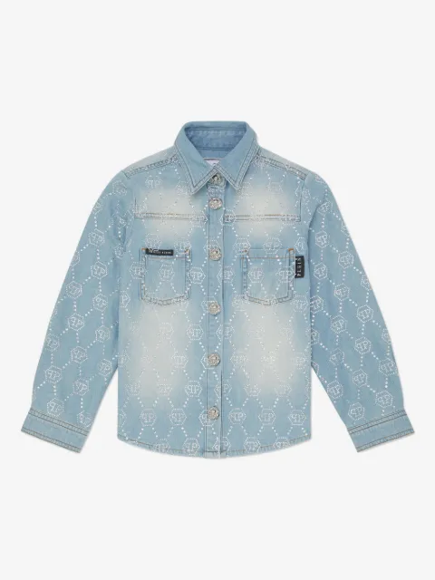 Philipp Plein Junior monogram denim jacket