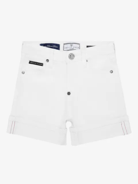 Philipp Plein Junior Cuff denim shorts