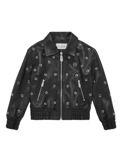 Philipp Plein chamarra bomber de cuero
