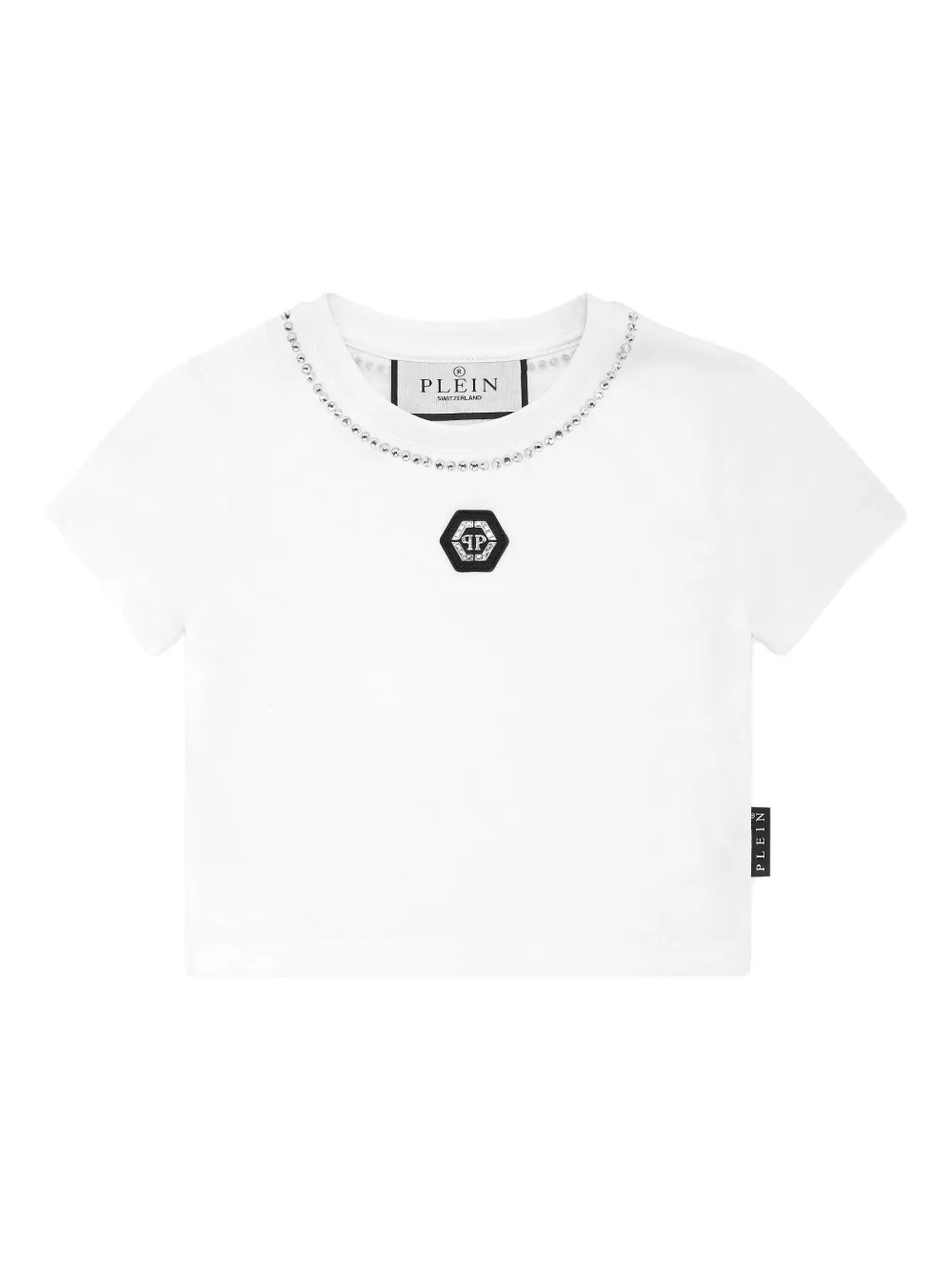 Philipp Plein Strass cropped T-shirt Wit