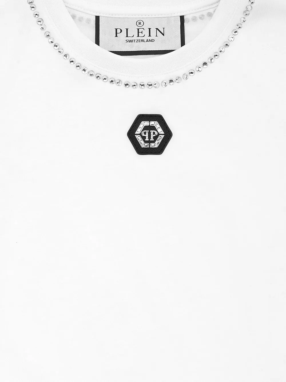 Philipp Plein Strass cropped T-shirt Wit