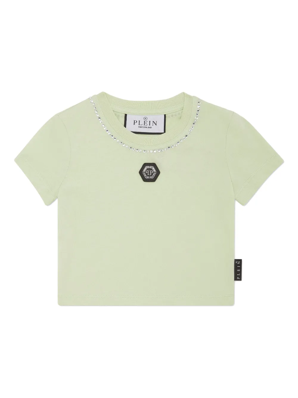 Philipp Plein Strass cropped T-shirt Groen