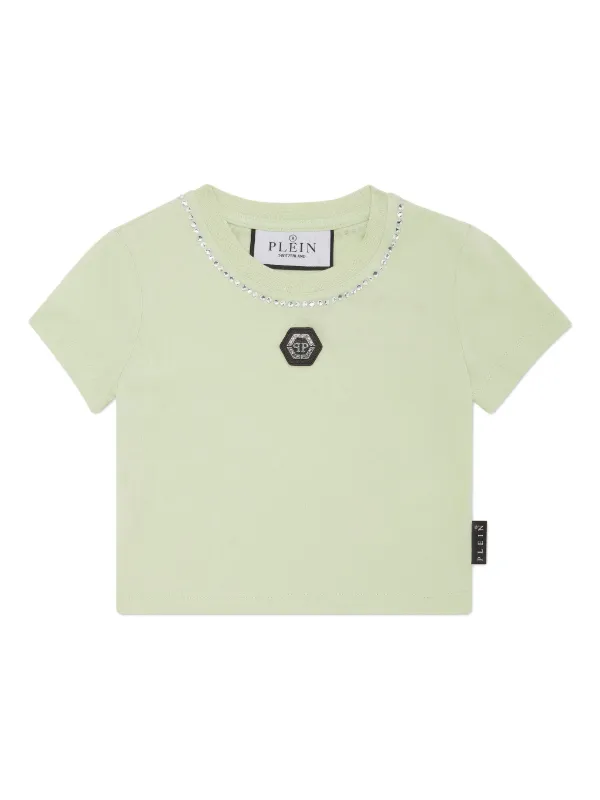 Philipp Plein Junior Strass クロップド Tシャツ | グリーン 