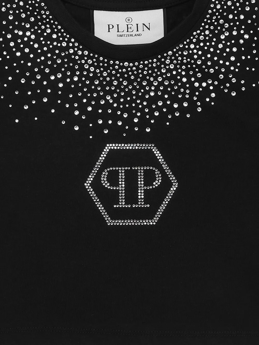 PHILIPP PLEIN HEXAGON STRASS CROPPED T-SHIRT